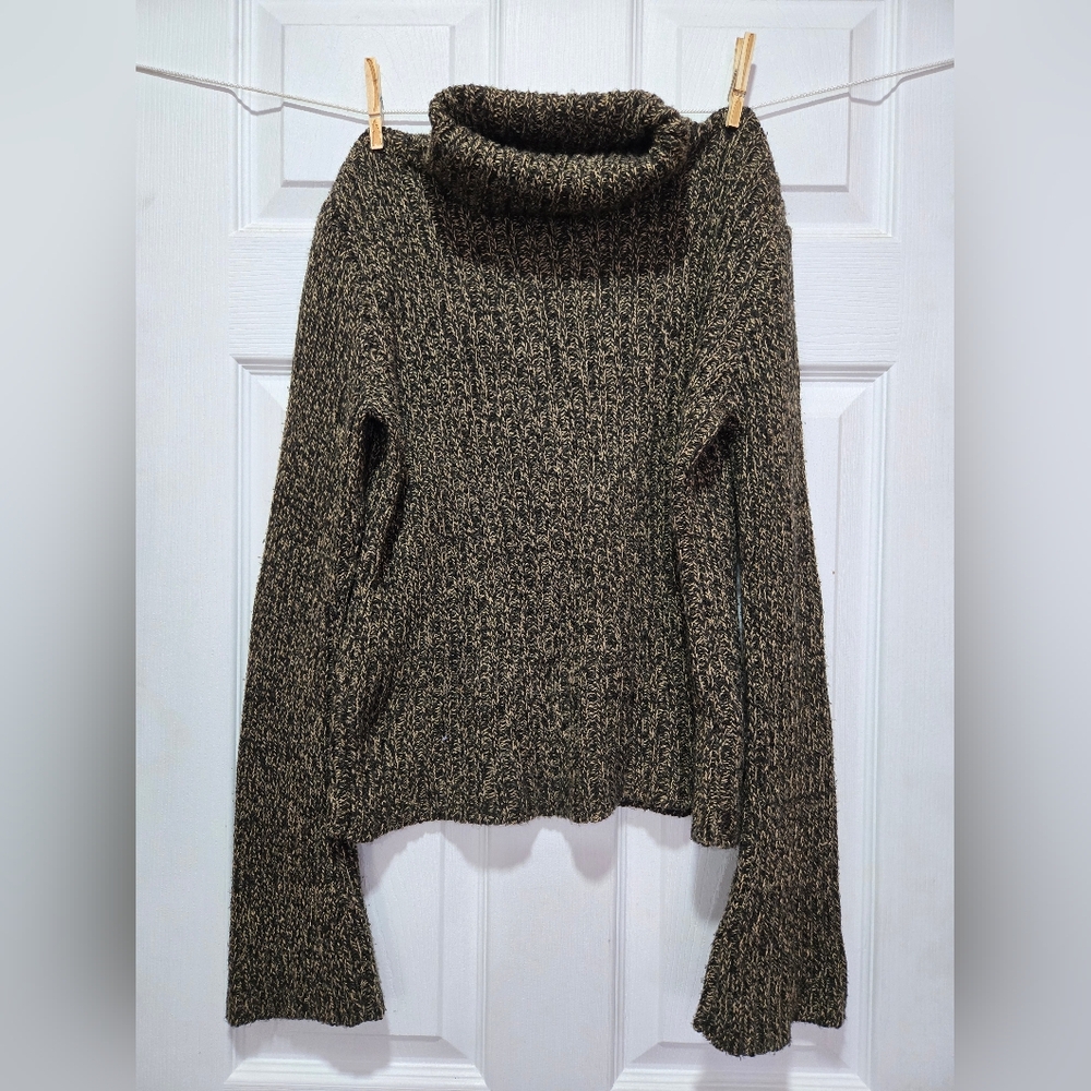 It's Our Time Large Thread Knitted Brown Black Flared Sleeve Sweater / L